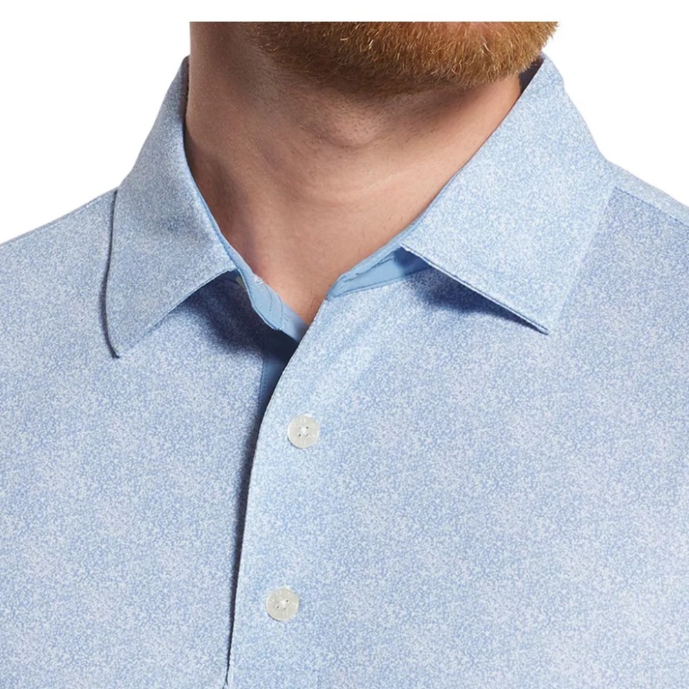 FootJoy Men's Speckle Print Lisle Polo - Light Blue XXL
